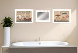 Set Of Three Wash Room White Rim Frame Bathroom Wall Art with Hooks - Homeroots