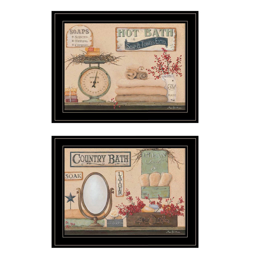 Set Of Two Country Bath III 2 Black Framed Print Bathroom Wall Art - Homeroots - Flyclothing LLC