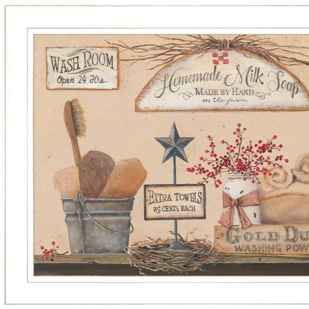 Set Of Two Wash Room White Framed Print Bathroom Wall Art - Homeroots - Flyclothing LLC