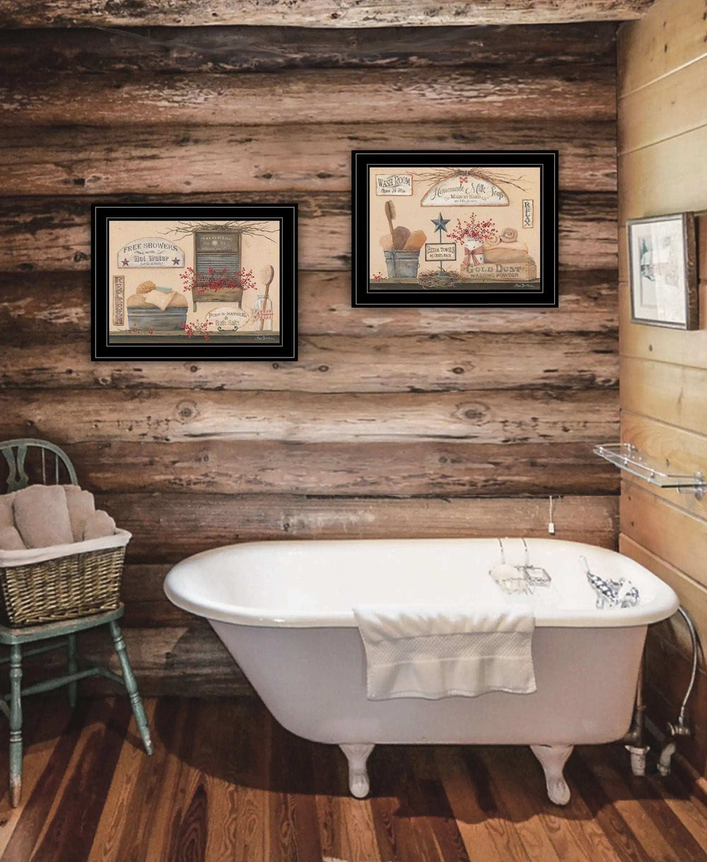 Set Of Two Wash Room 2 Black Framed Print Bathroom Wall Art - Homeroots - Flyclothing LLC