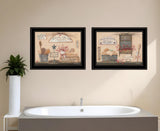 Set Of Two Wash Room 2 Black Framed Print Bathroom Wall Art - Homeroots