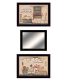 Set Of Three Wash Room 6 Black Framed Print Bathroom Wall Art - Homeroots