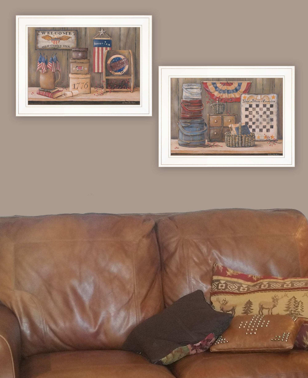 Set Of Two Sweet Land of Liberty 2 White Framed Print Wall Art - Homeroots - Flyclothing LLC