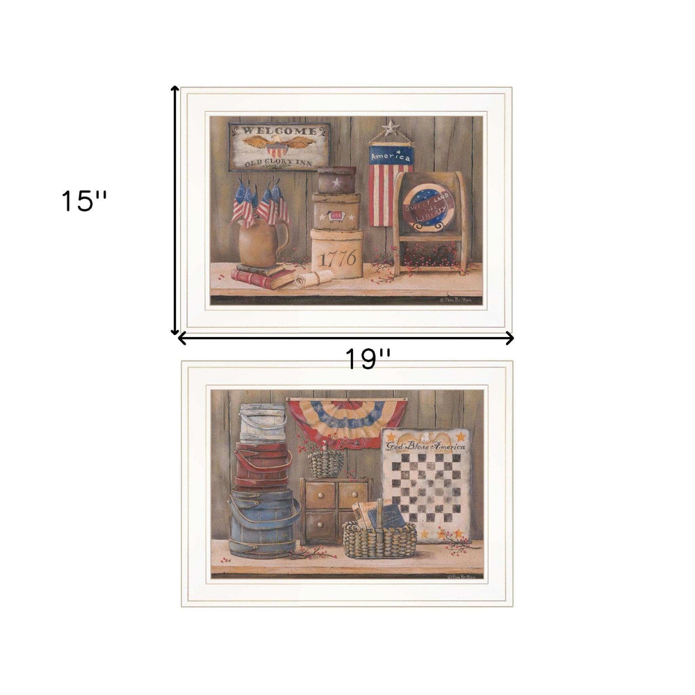 Set Of Two Sweet Land of Liberty 2 White Framed Print Wall Art - Homeroots - Flyclothing LLC