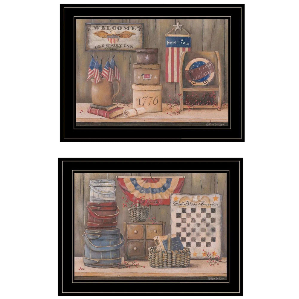 Set Of Two Sweet Land of Liberty 3 Black Framed Print Wall Art - Homeroots - Flyclothing LLC