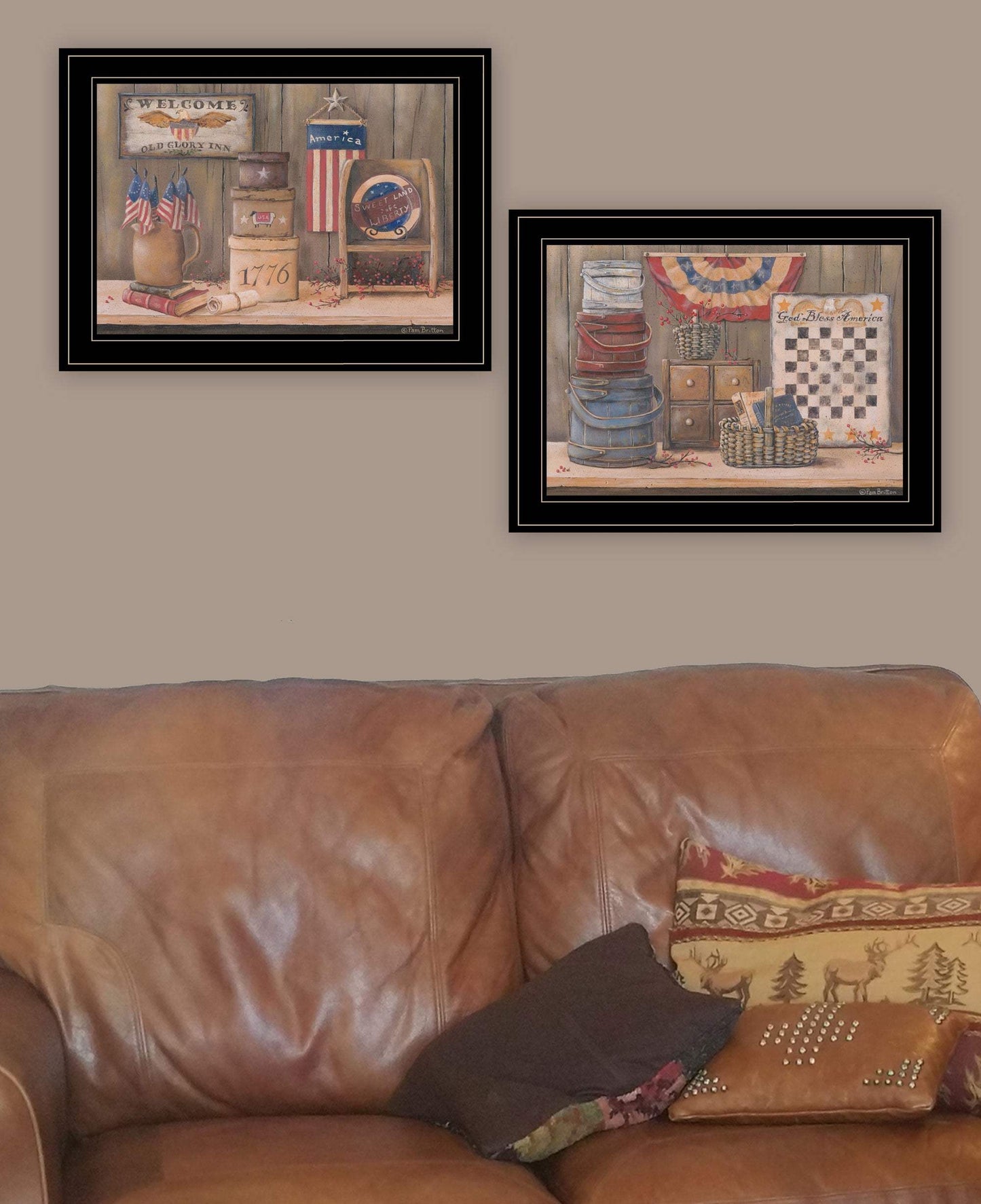 Set Of Two Sweet Land of Liberty 3 Black Framed Print Wall Art - Homeroots - Flyclothing LLC