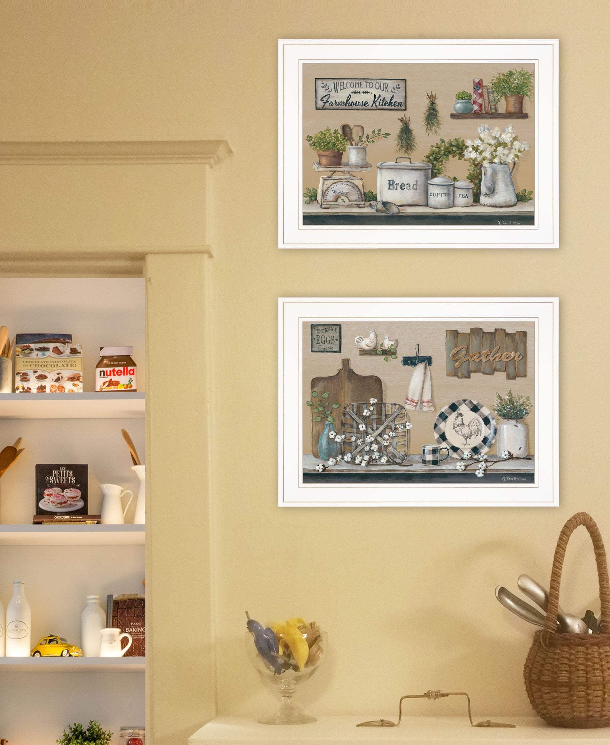 Set Of Two Farmhouse Kitchen 1 White Framed Print Kitchen Wall Art - Homeroots - Flyclothing LLC