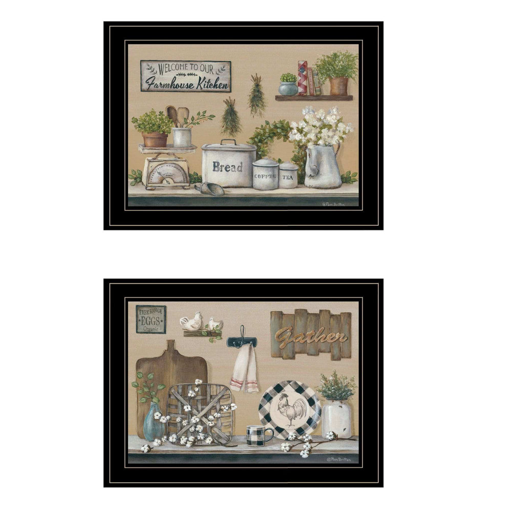 Set Of Two Farmhouse Kitchen 2 Black Framed Print Kitchen Wall Art - Homeroots - Flyclothing LLC