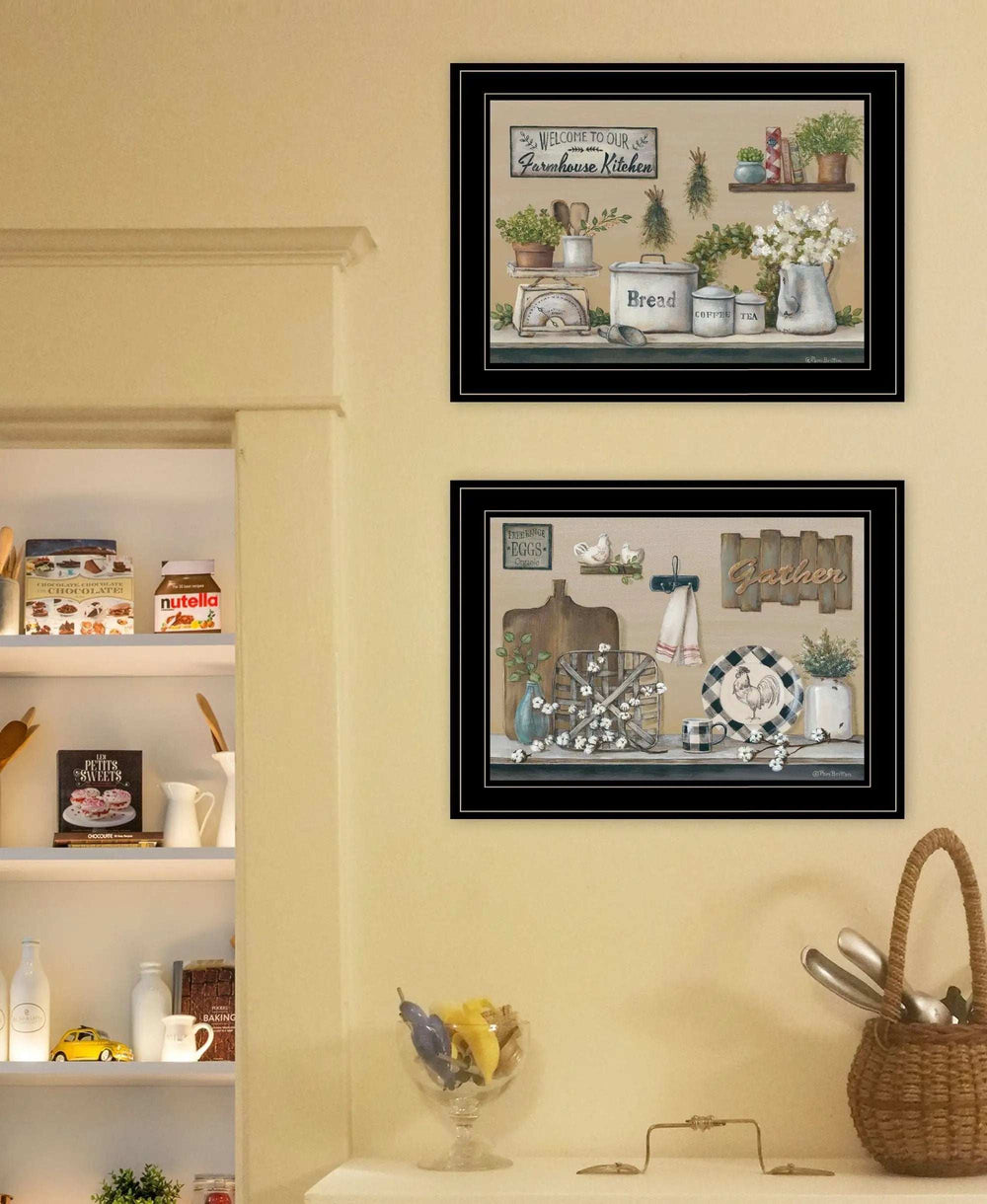 Set Of Two Farmhouse Kitchen 2 Black Framed Print Kitchen Wall Art - Homeroots - Flyclothing LLC