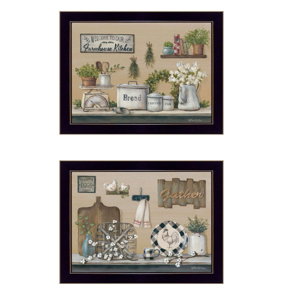 Set Of Two Farmhouse Kitchen 3 Black Framed Print Kitchen Wall Art - Homeroots - Flyclothing LLC