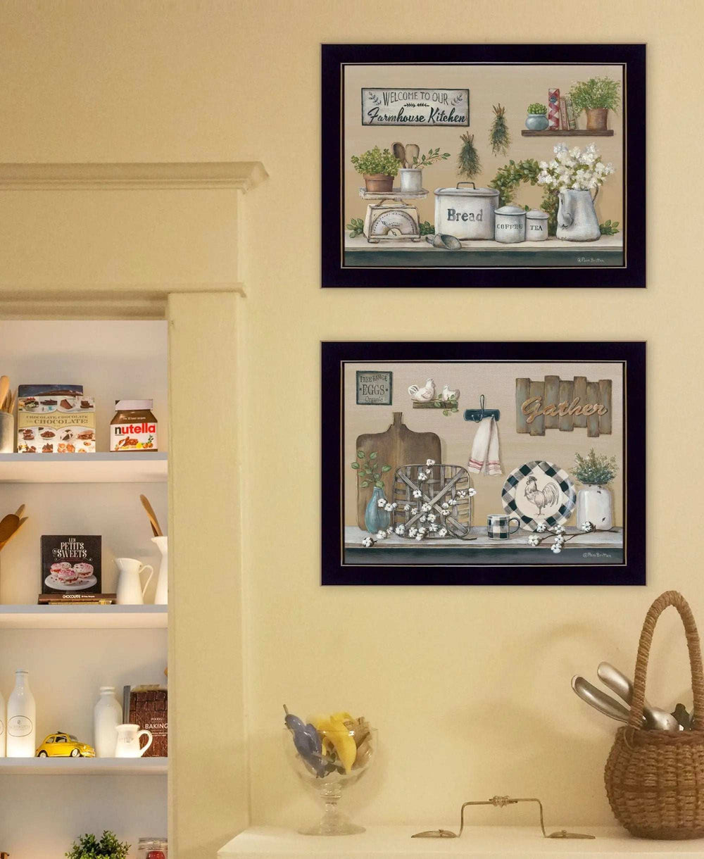 Set Of Two Farmhouse Kitchen 3 Black Framed Print Kitchen Wall Art - Homeroots - Flyclothing LLC