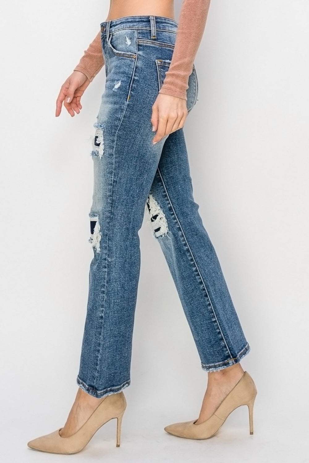 Risen Full Size High Rise Distressed Ankle Flare Jeans - Trendsi - Flyclothing LLC