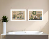 Set Of Two Bath Time 1 White Framed Print Bathroom Wall Art - Homeroots