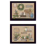Set Of Two Bath Time 3 Black Framed Print Bathroom Wall Art - Homeroots - Flyclothing LLC