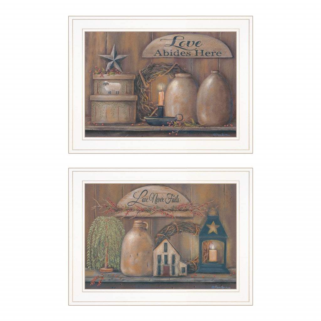 Set Of Two Love Never Fails 1 White Framed Print Wall Art - Homeroots - Flyclothing LLC
