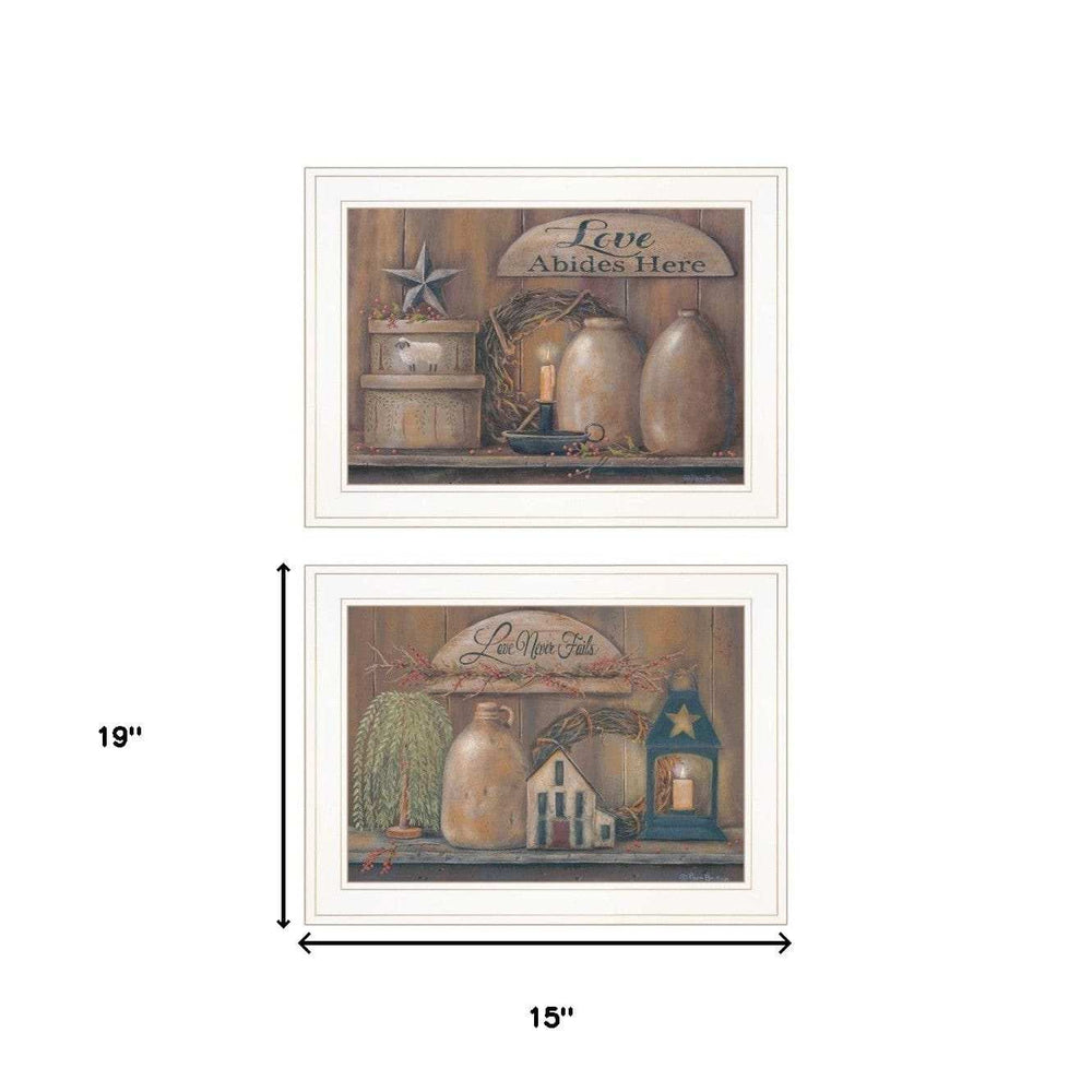 Set Of Two Love Never Fails 1 White Framed Print Wall Art - Homeroots - Flyclothing LLC