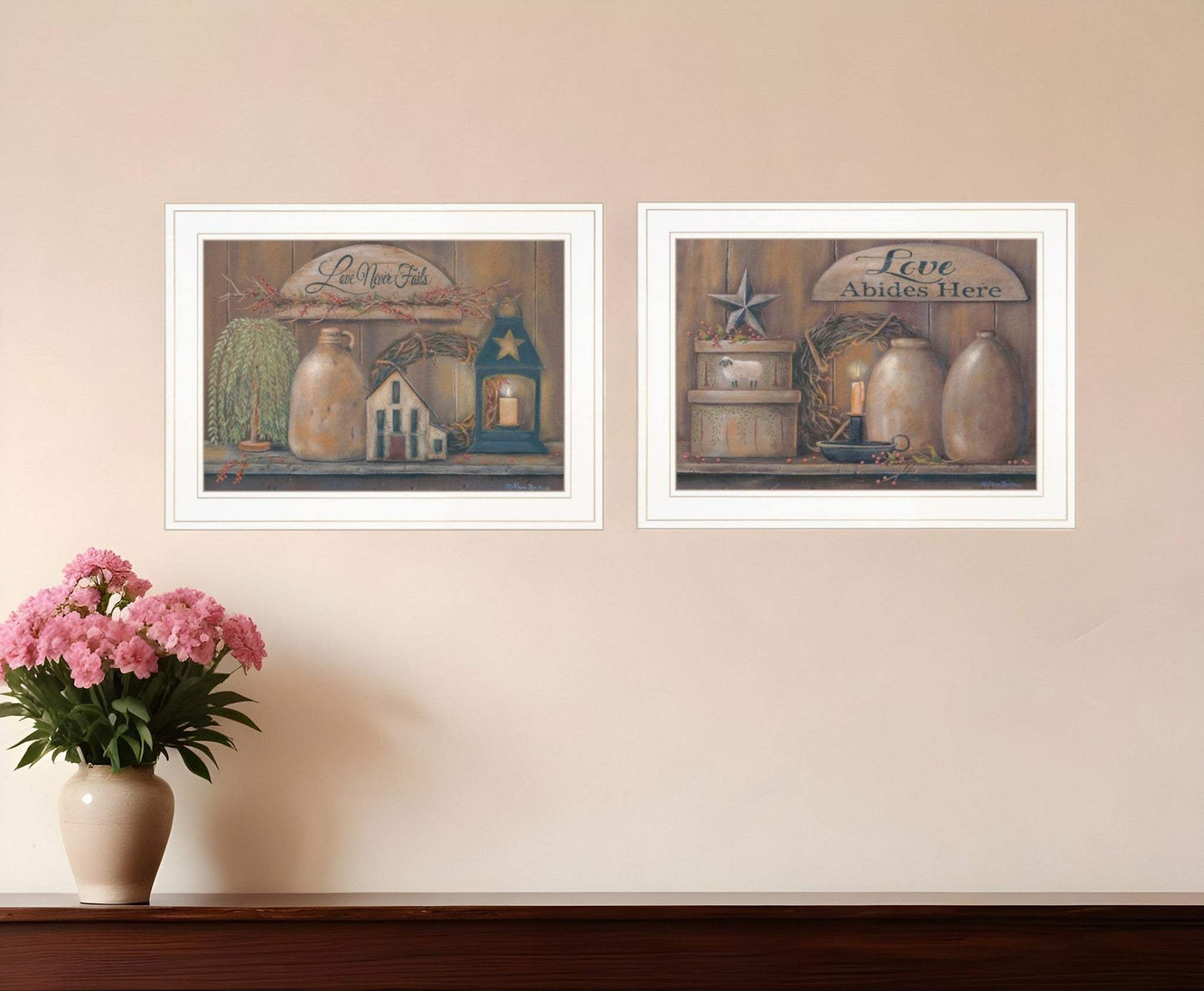 Set Of Two Love Never Fails 1 White Framed Print Wall Art - Homeroots - Flyclothing LLC