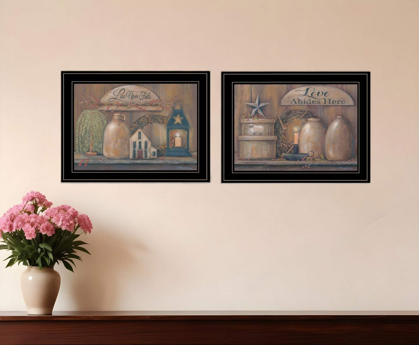 Set Of Two Love Never Fails 2 Black Framed Print Wall Art - Homeroots - Flyclothing LLC