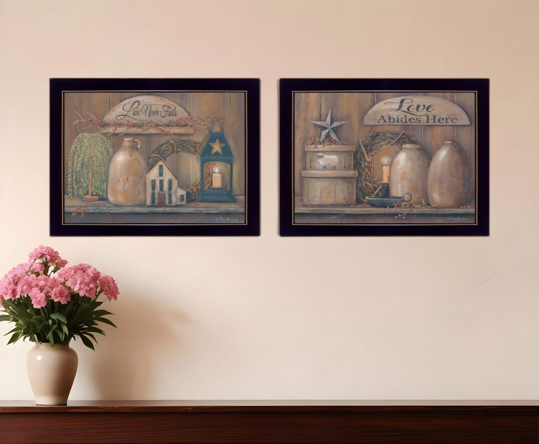 Set Of Two Love Never Fails 3 Black Framed Print Wall Art - Homeroots - Flyclothing LLC