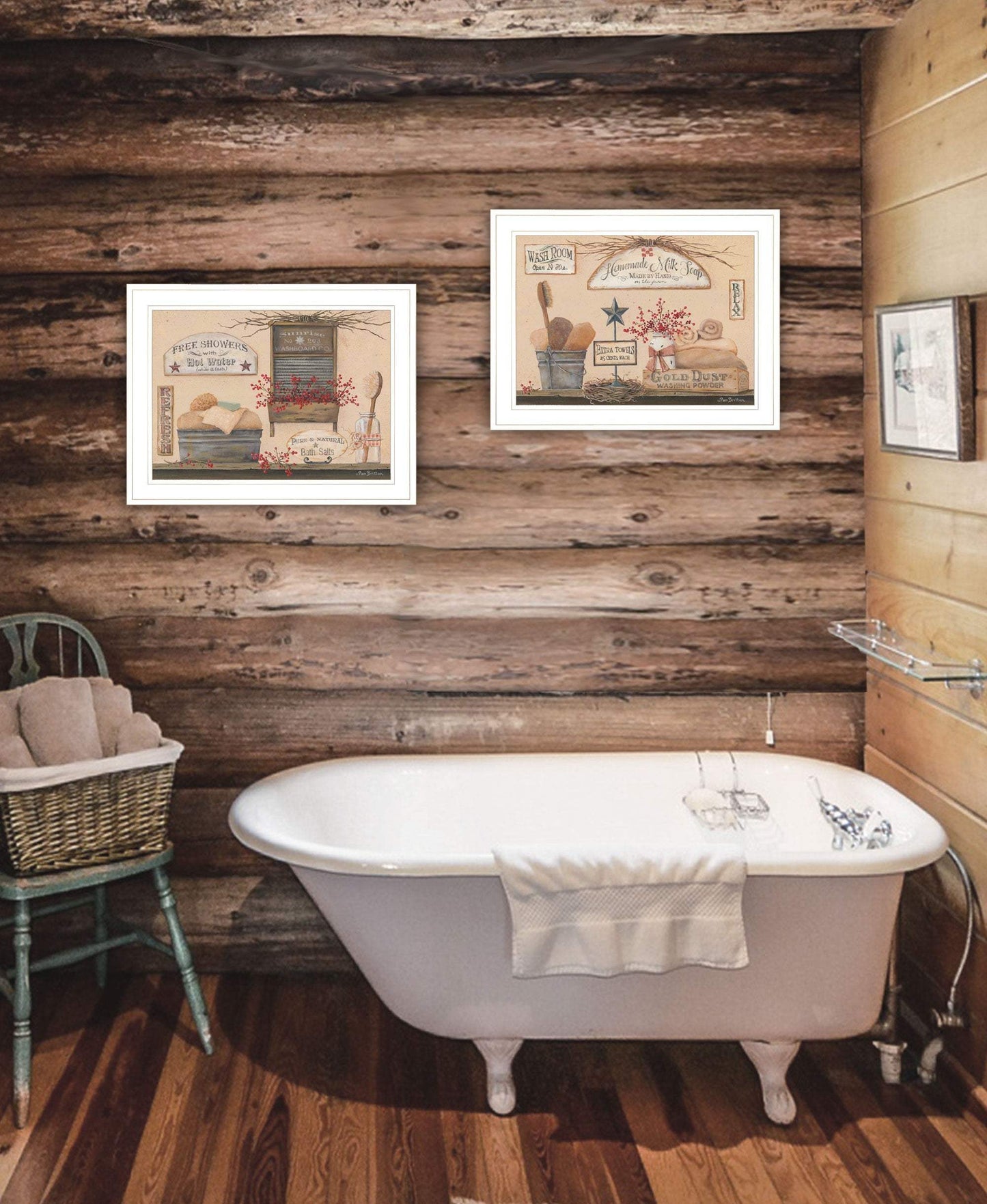 Set Of Two Wash Room 4 White Framed Print Bathroom Wall Art - Homeroots - Flyclothing LLC