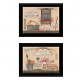 Set Of Two Wash Room 5 Black Framed Print Bathroom Wall Art - Homeroots - Flyclothing LLC