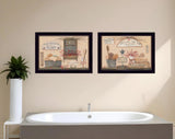 Set Of Two Wash Room Black Framed Print Bathroom Wall Art - Homeroots