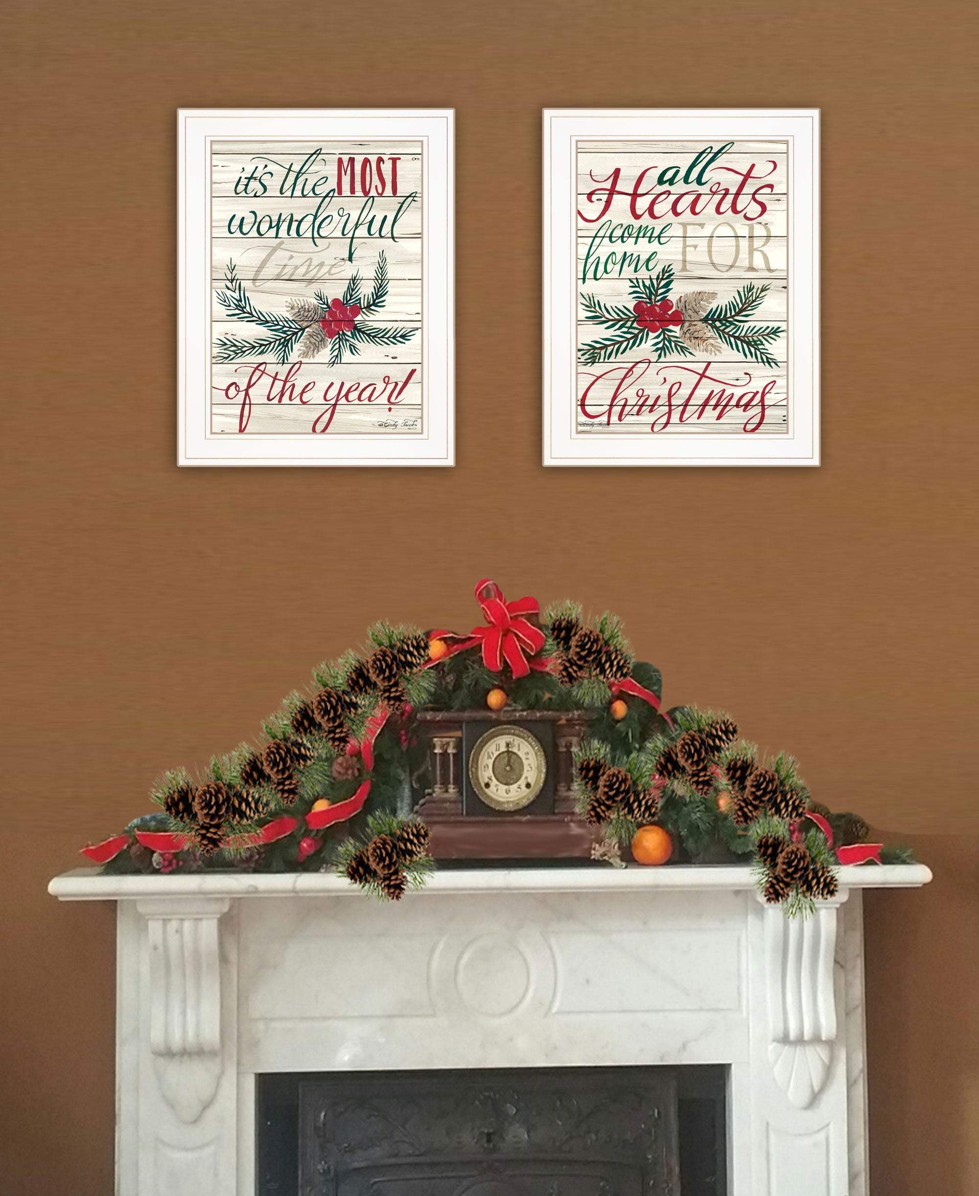 Set Of Two All Heart Come Home for Christmas 1 White Framed Print Wall Art - Homeroots - Flyclothing LLC