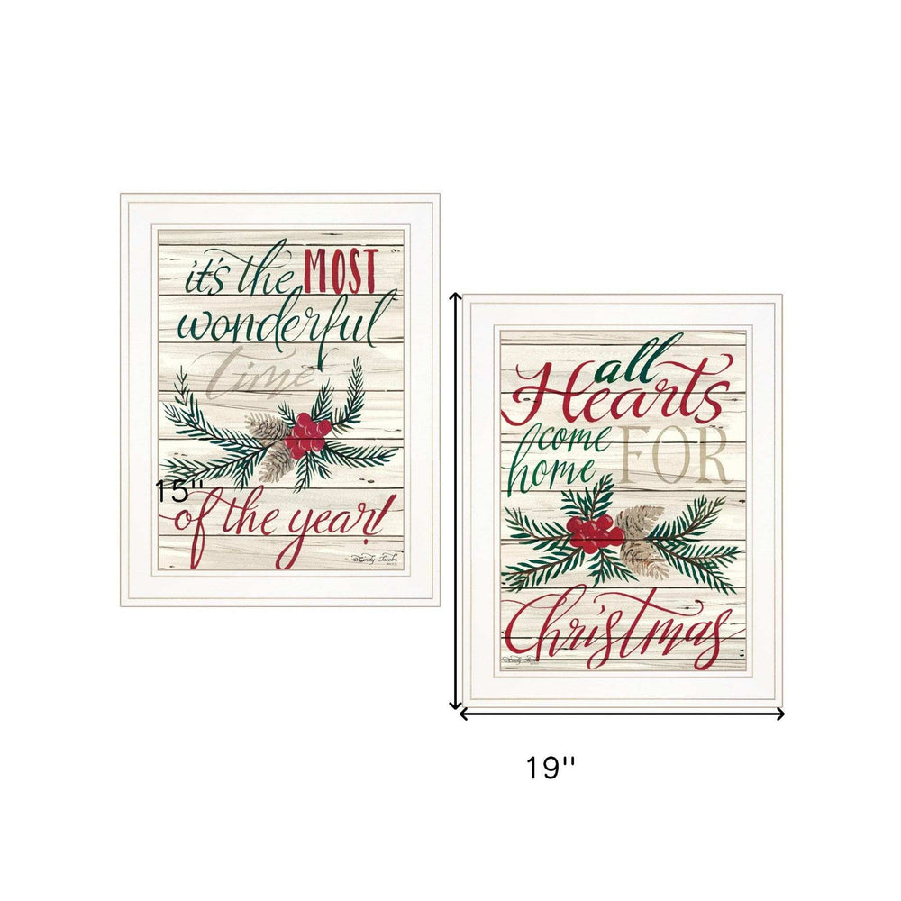 Set Of Two All Heart Come Home for Christmas 1 White Framed Print Wall Art - Homeroots - Flyclothing LLC