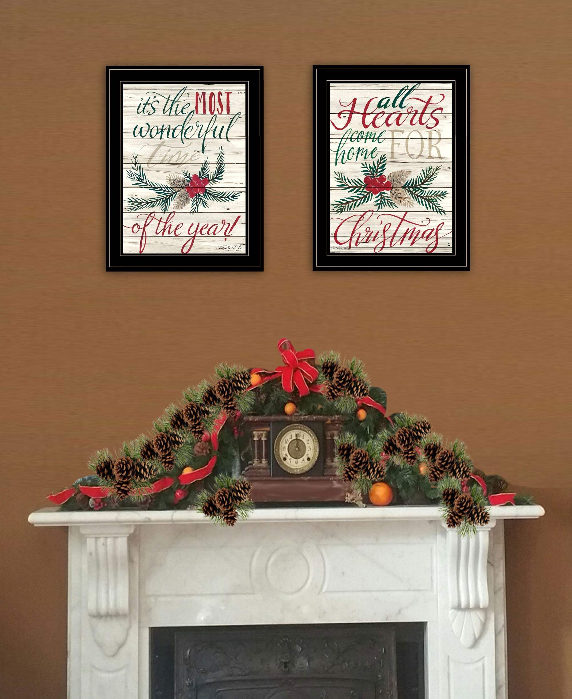 Set Of Two All Heart Come Home for Christmas 2 Black Framed Print Wall Art - Homeroots - Flyclothing LLC