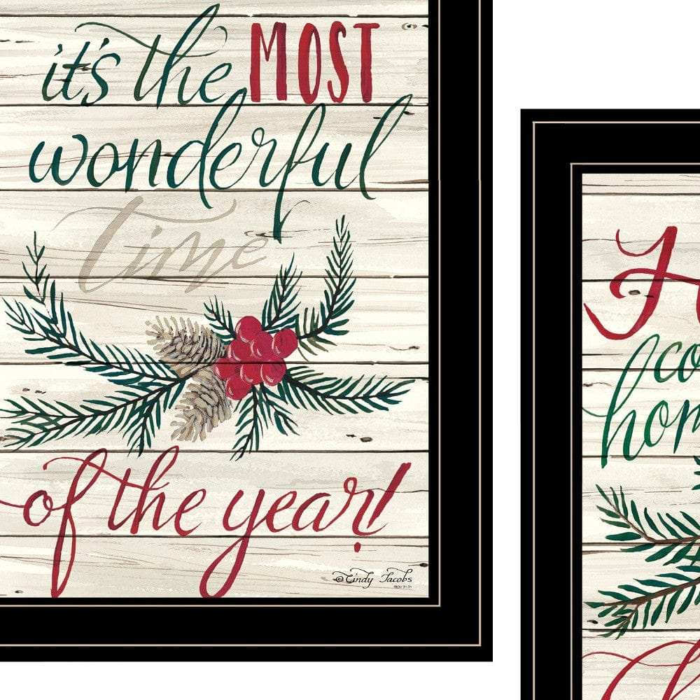 Set Of Two All Heart Come Home for Christmas 2 Black Framed Print Wall Art - Homeroots - Flyclothing LLC