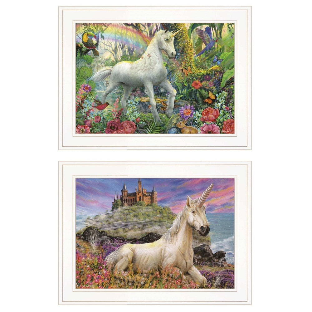 Set Of Two Unicorns For You 1 White Framed Print Wall Art - Homeroots - Flyclothing LLC