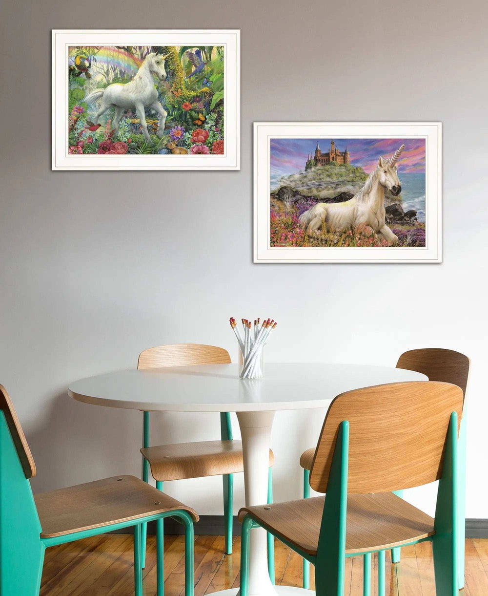 Set Of Two Unicorns For You 1 White Framed Print Wall Art - Homeroots - Flyclothing LLC