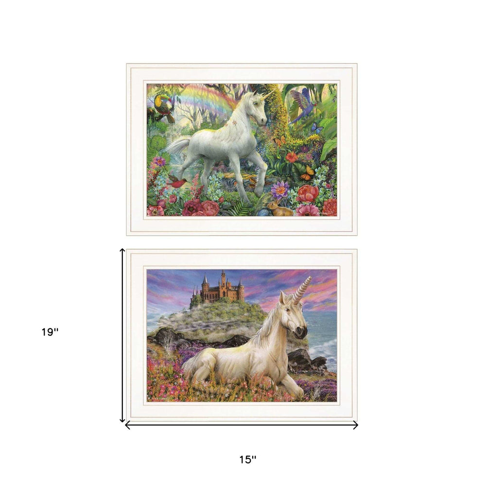 Set Of Two Unicorns For You 1 White Framed Print Wall Art - Homeroots - Flyclothing LLC