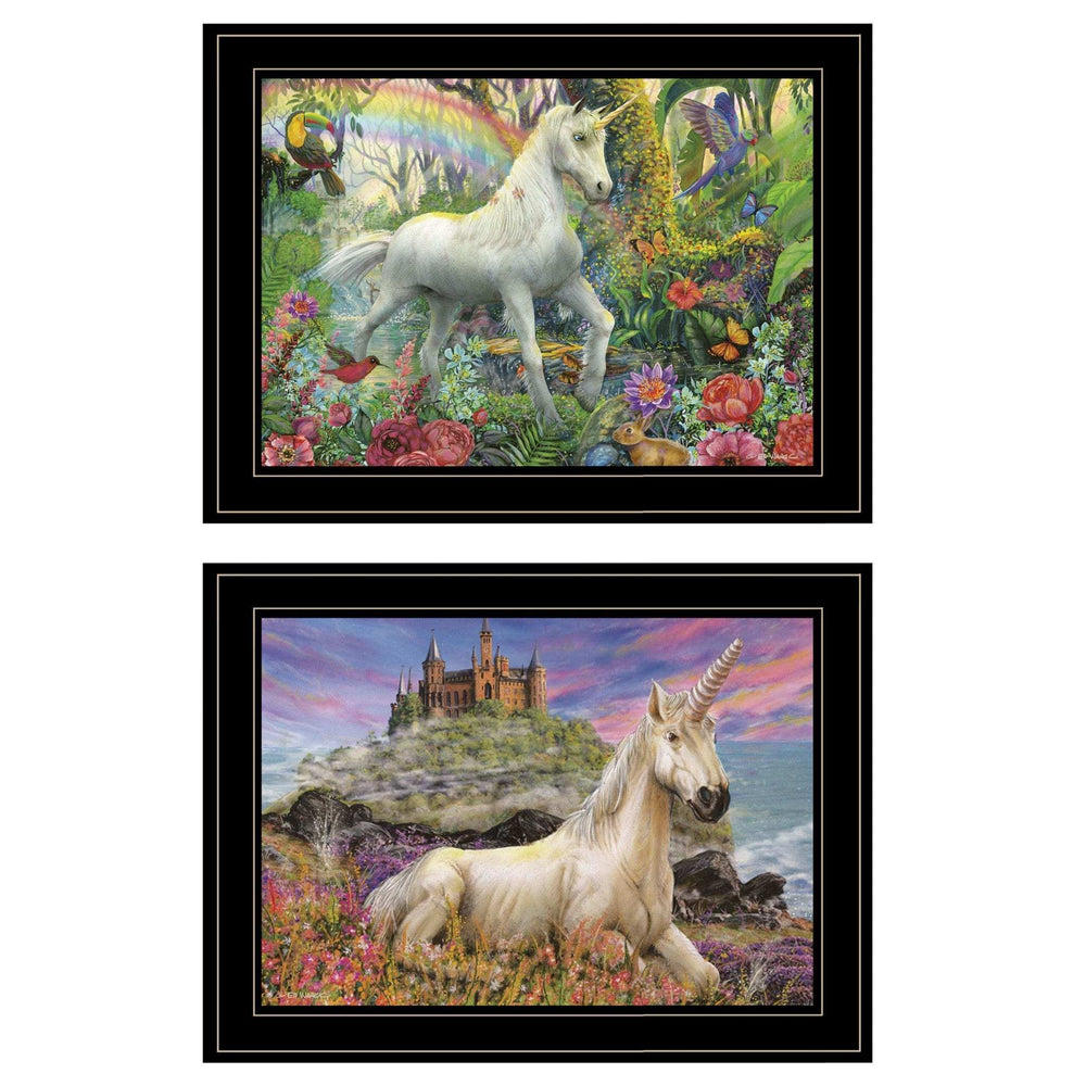 Set Of Two Unicorns For You 2 Black Framed Print Wall Art - Homeroots - Flyclothing LLC