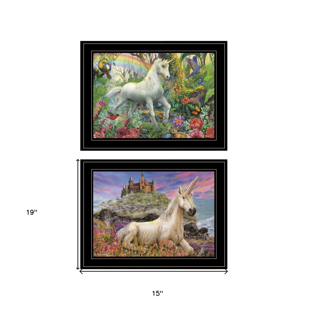 Set Of Two Unicorns For You 2 Black Framed Print Wall Art - Homeroots - Flyclothing LLC