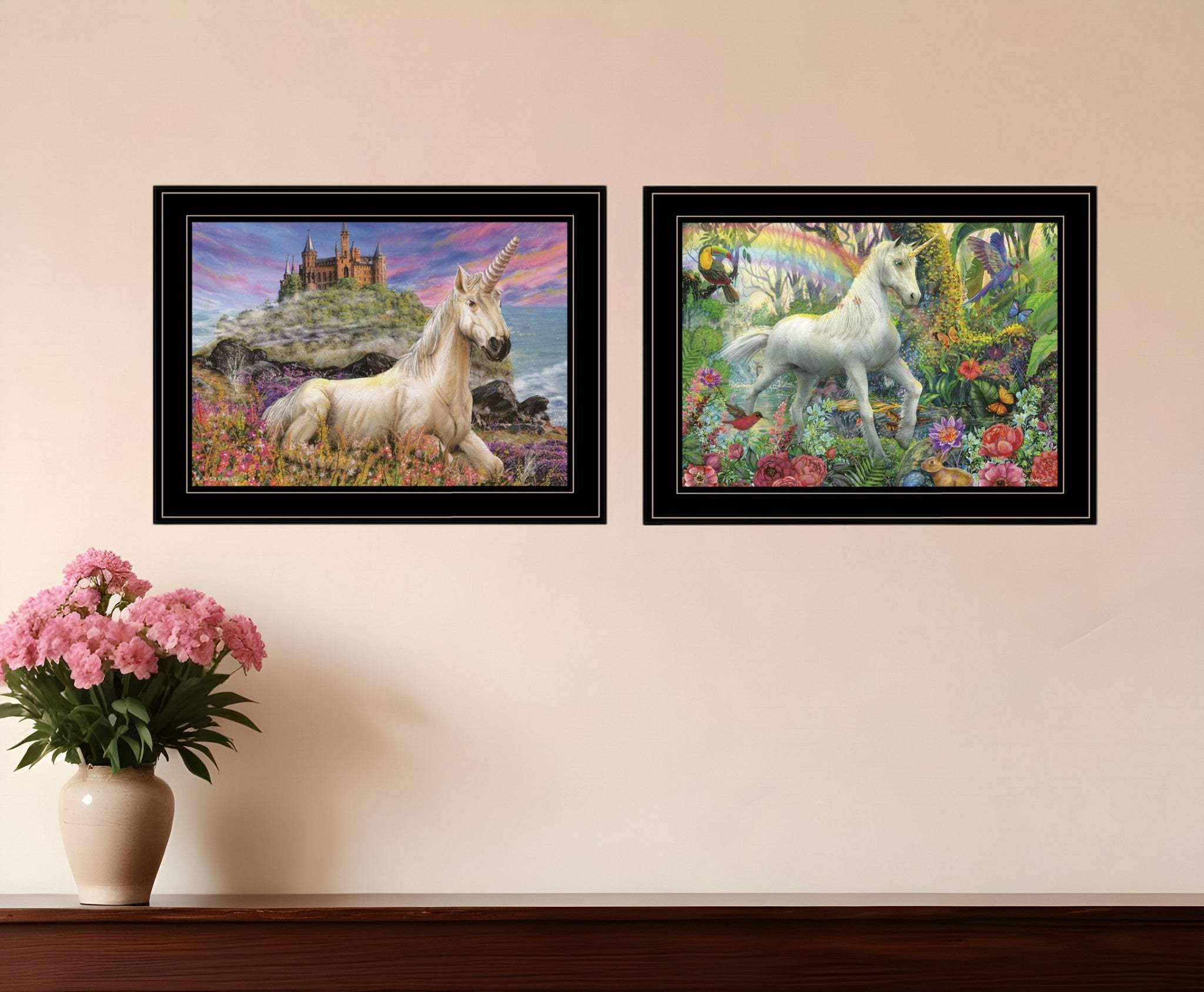 Set Of Two Unicorns For You 2 Black Framed Print Wall Art - Homeroots - Flyclothing LLC