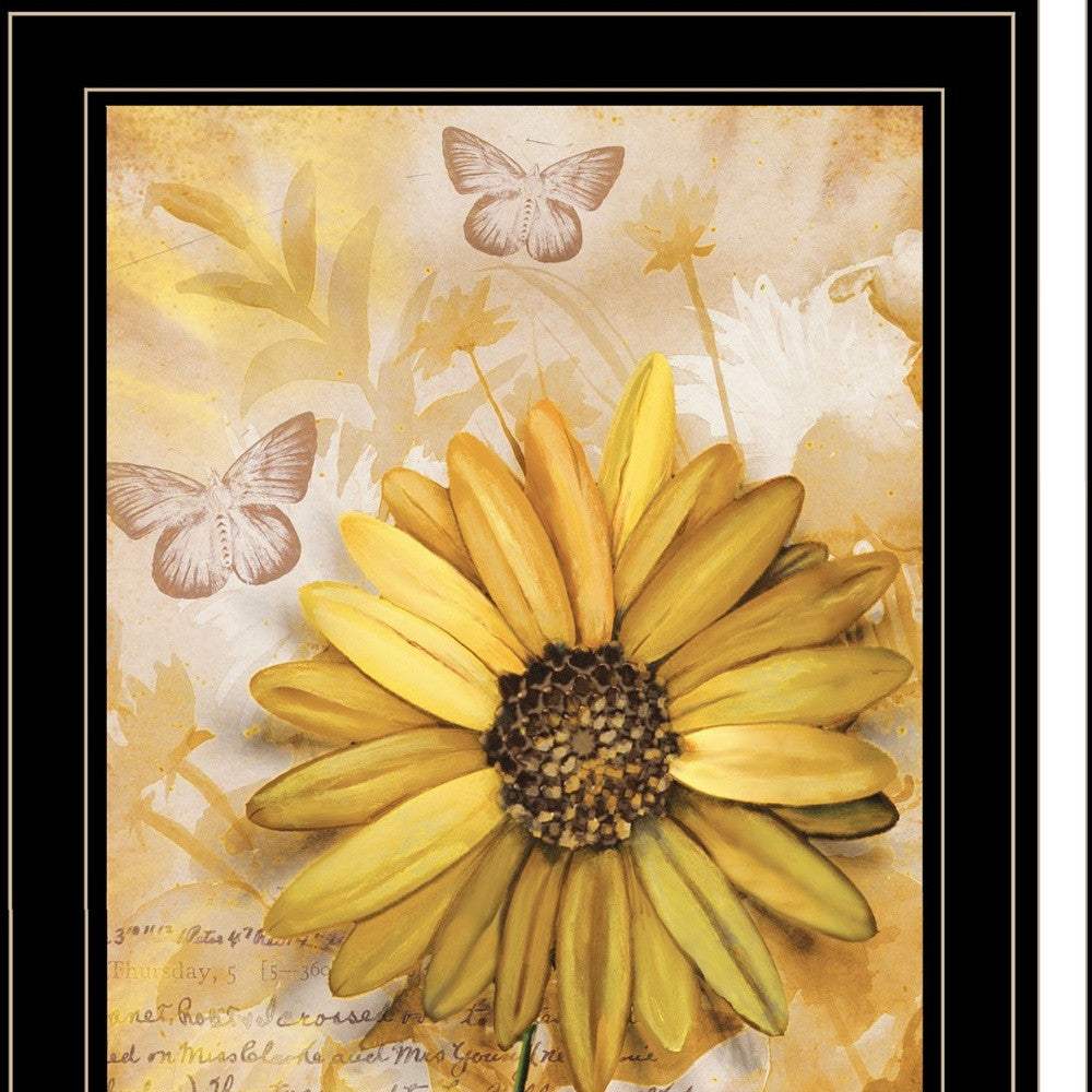 Set Of Two Flowers and Butterflies 2 Black Framed Print Wall Art - Homeroots - Flyclothing LLC