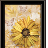 Set Of Two Flowers and Butterflies 2 Black Framed Print Wall Art - Homeroots