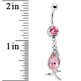 Pink Gem Flower Bud Belly Ring