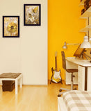 Set Of Two Flowers and Butterflies 3 Black Framed Print Wall Art - Homeroots - Flyclothing LLC