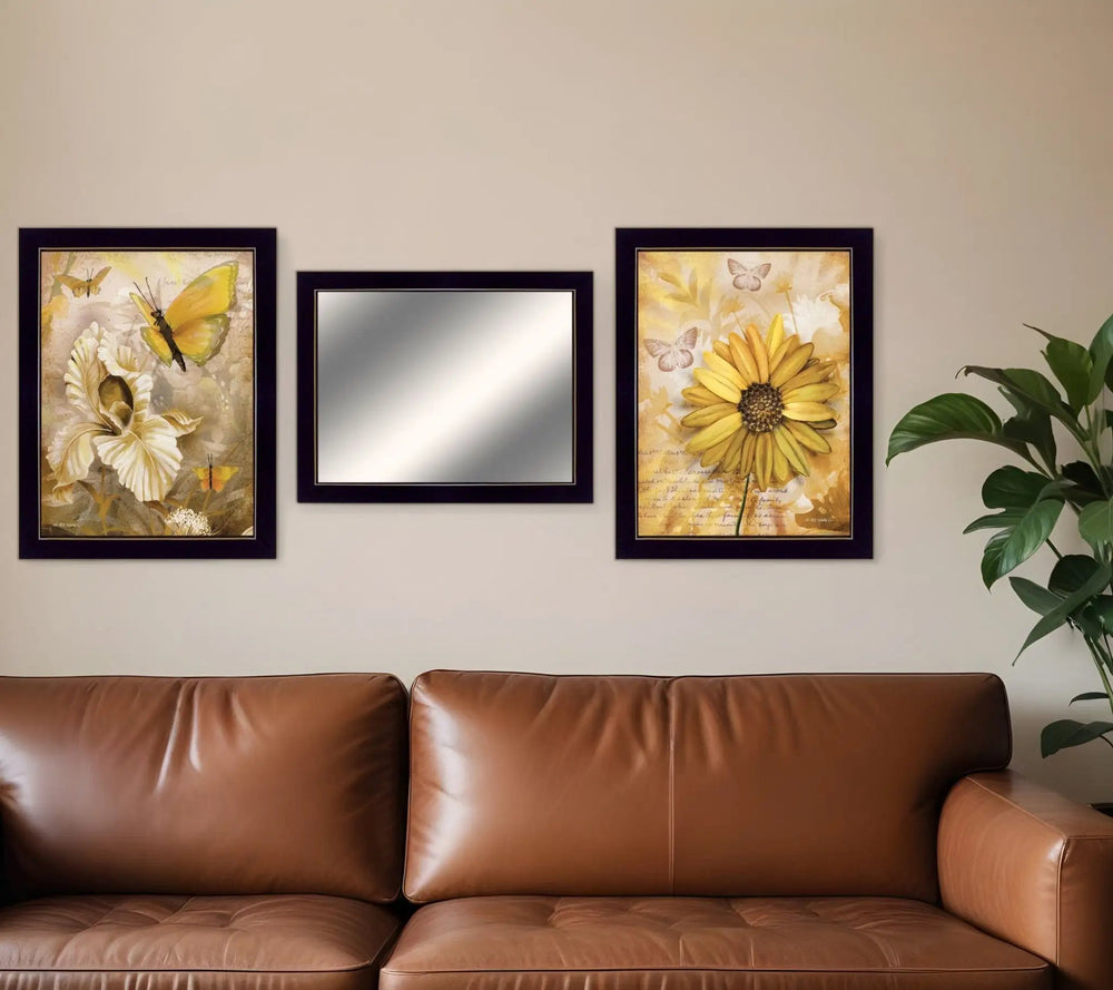 Set Of Three Butterflies 3 Black Framed Print Wall Art - Homeroots