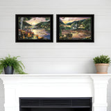 Set Of Two Lakefront Camping 2 Black Framed Print Wall Art - Homeroots