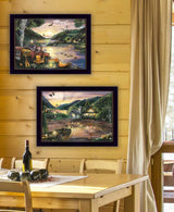 Set Of Two Lakefront Camping 3 Black Framed Print Wall Art - Homeroots - Flyclothing LLC