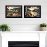 Set Of Two Lakefront Camping 3 Black Framed Print Wall Art - Homeroots - Flyclothing LLC
