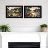 Set Of Two Lakefront Camping 3 Black Framed Print Wall Art - Homeroots