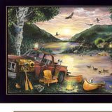 Set Of Three Lakefront Camping 3 Black Framed Print Wall Art - Homeroots