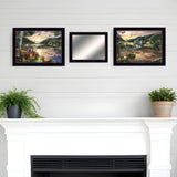 Set Of Three Lakefront Camping 3 Black Framed Print Wall Art - Homeroots