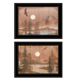 Set Of Two Full Moon I and II 2 Black Framed Print Wall Art - Homeroots