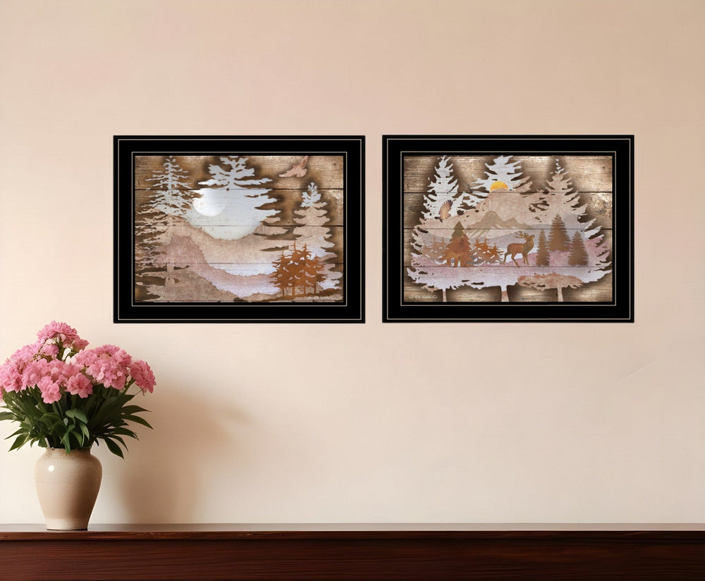 Set Of Two Great Outdoors 2 Black Framed Print Wall Art - Homeroots