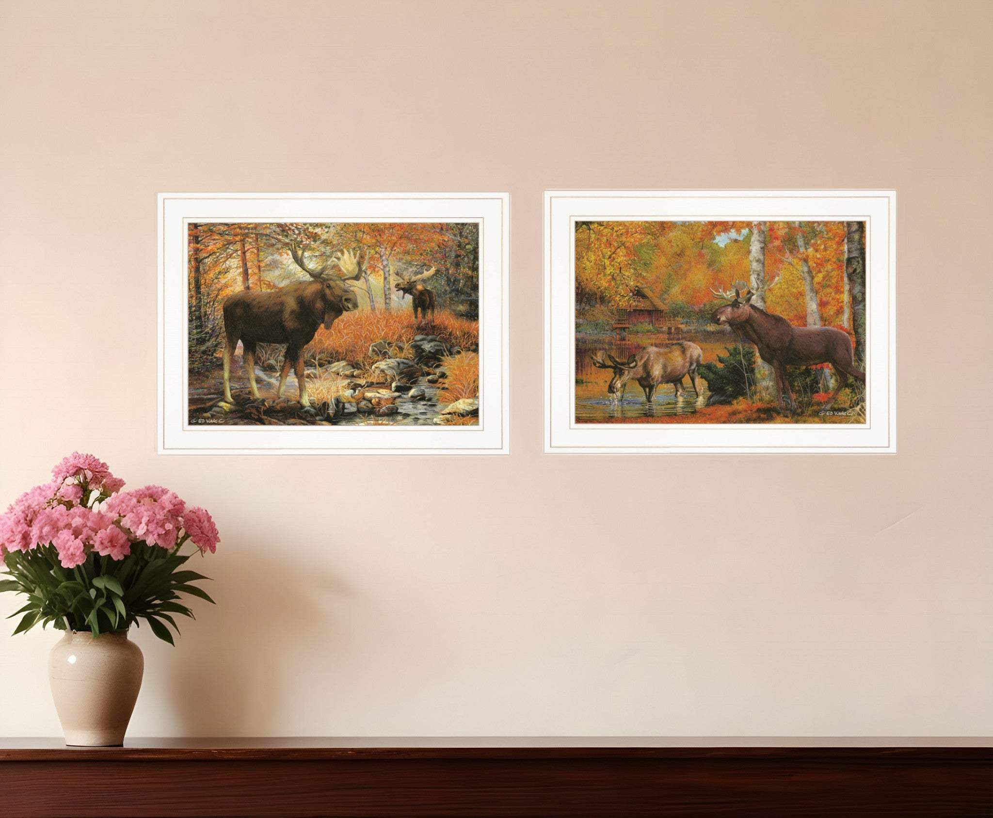 Set Of Two Call of the Wild 1 White Framed Print Wall Art - Homeroots - Flyclothing LLC